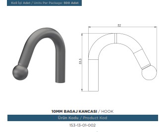 AHSAP SAC KASA BAGAJ KANCA 10 mm ( A 02 )